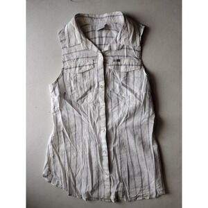 Columbia Sportswear Womens Striped Sleeveless Button Up Shirt Size Medium